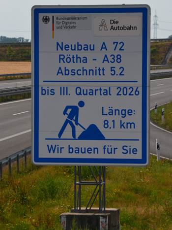 A72 Bundesautobahn Neubau Baustellenverkehrsführung Rötha Leipzig A38 Ausbauende Böhlen Zwenkau Mülldeponie 70